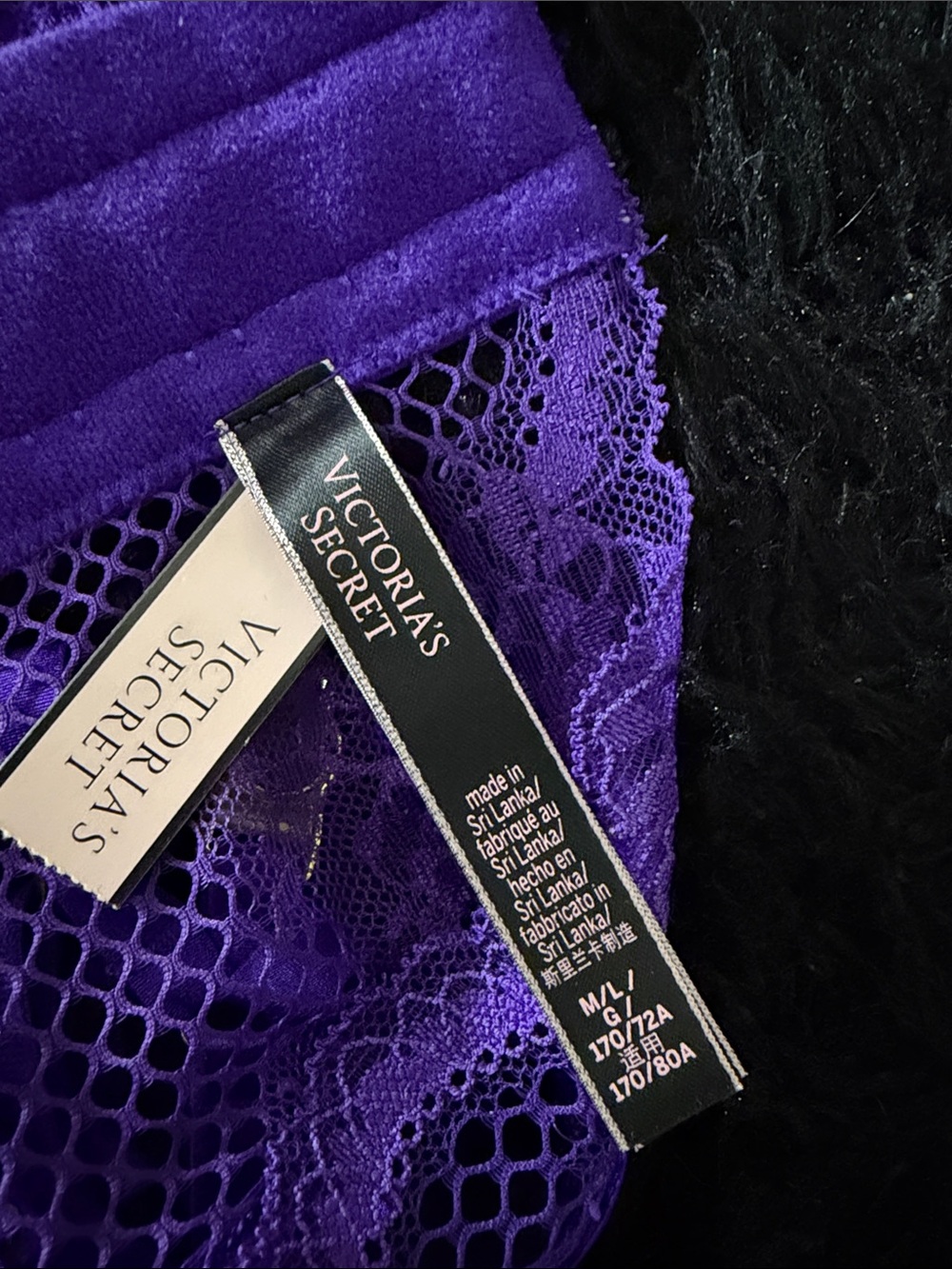 Victoria's Secret Electric Purple Lace Longline Bralette with Thong & Garter Set - Picture 8 of 16